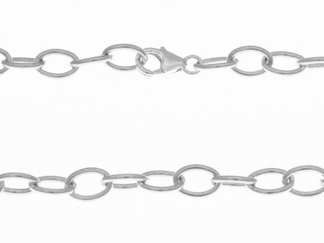 Silberkette aus Sterling Silber mit Rundankerkette in der Größe 6,2 x 1,3 mm und einer Länge von 50 cm, hergestellt von Juwelier Harnisch, Anker stark.