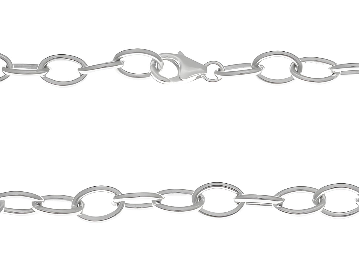 Silberkette aus Sterling Silber mit Rundankerkette in der Größe 6,2 x 1,3 mm und einer Länge von 50 cm, hergestellt von Juwelier Harnisch, Anker stark.