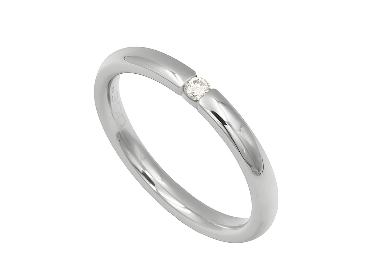 Platin Ring klassisch aus Platin 960 mit einem lupenreinen Diamanten 0,05 ct tw-if in Größe 56, gefertigt von Juwelier Harnisch, elegant und zeitlos im Design.