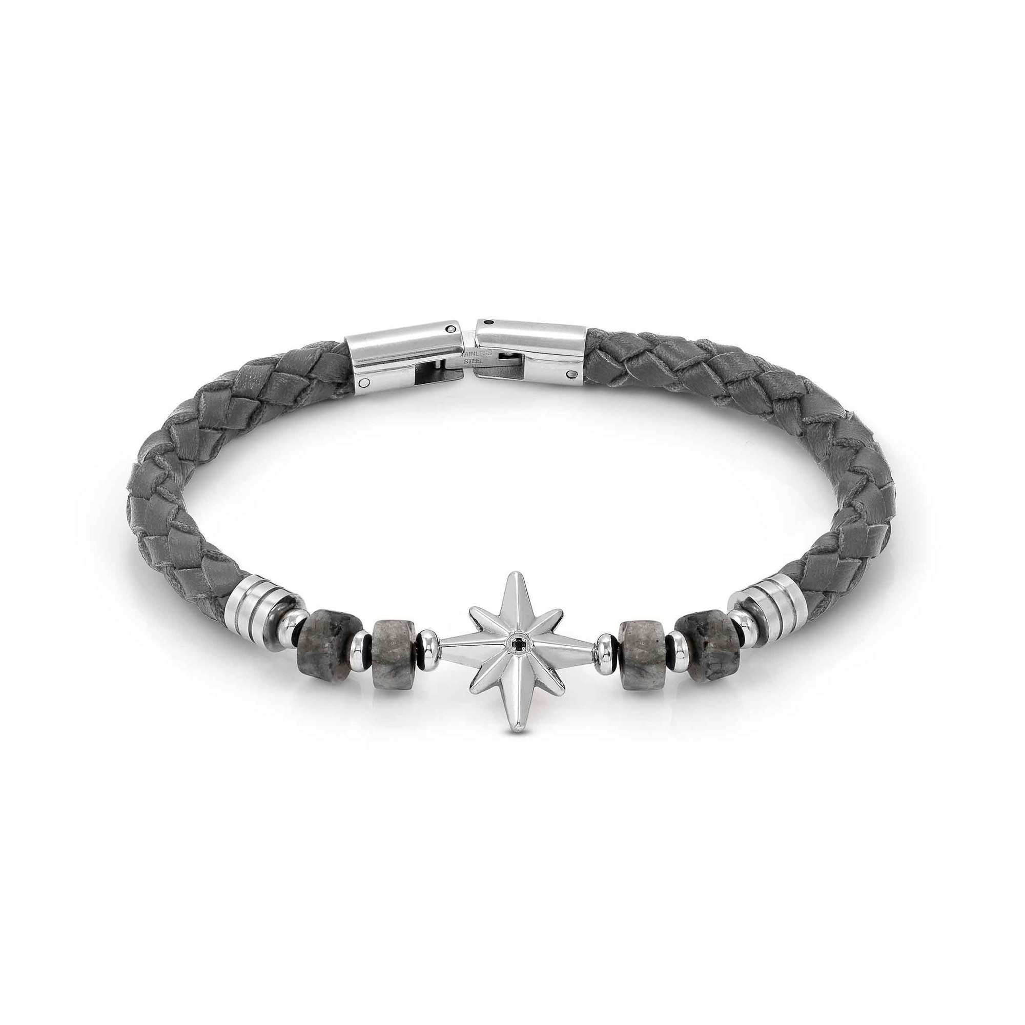 Nomination ATLANTE STONES EDITION Lederarmband - Windrose - grauer Jaspis - 19,5 - 23 cm – Ansicht 2