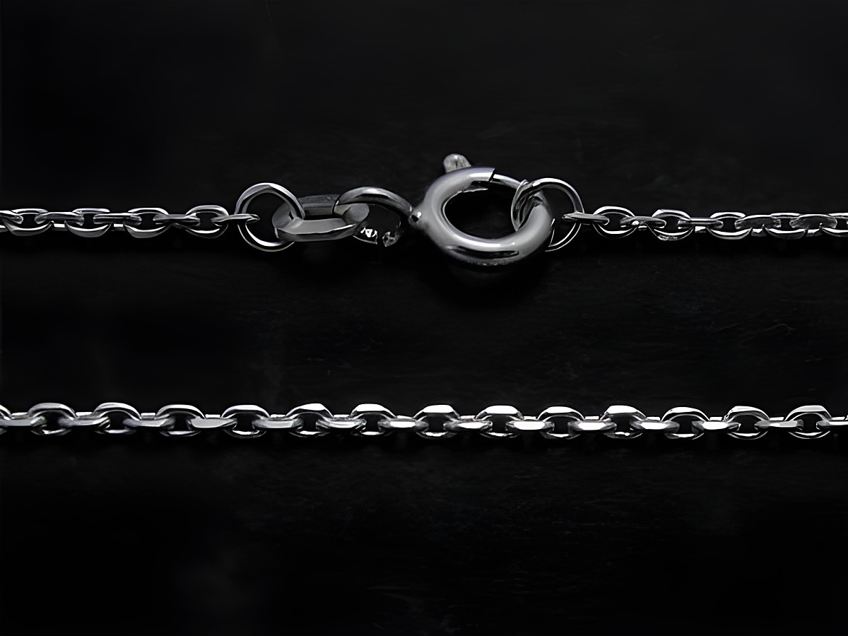 Silberkette in Anker-Design aus Sterling Silber mit diamantierter Oberfläche, Länge 44,5 cm, Gliedermaß 1,5 x 1,5 mm, Hersteller: Juwelier Harnisch, dünner Anker.