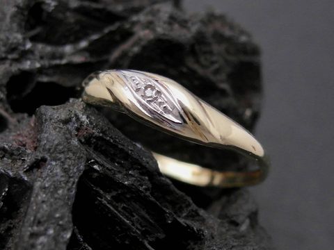 Gold Ring charmant Gold 585 bicolor mit Diamant als Goldring in Größe 48, Hersteller Juwelier Harnisch, geeignet bis Größe 50/16.