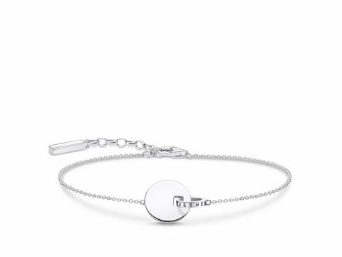 Silbernes Armband von Thomas Sabo A1934-637-21-L19v mit runder Verzierung und feiner Kette, verstellbar von 16 bis 19 cm, elegantes Design für jeden Anlass.
