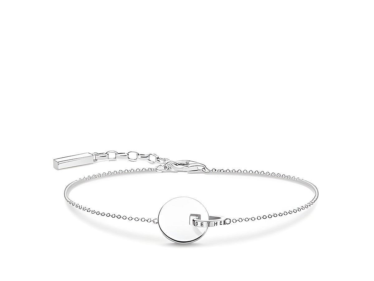 Silbernes Armband von Thomas Sabo A1934-637-21-L19v mit runder Verzierung und feiner Kette, verstellbar von 16 bis 19 cm, elegantes Design für jeden Anlass.