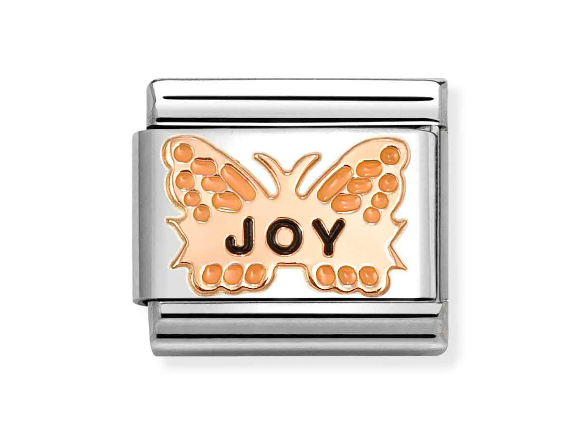 Nomination 430202 52 - CLASSIC Symbol aus echt Roségold - Emaille - JOY-Schmetterling - Orange