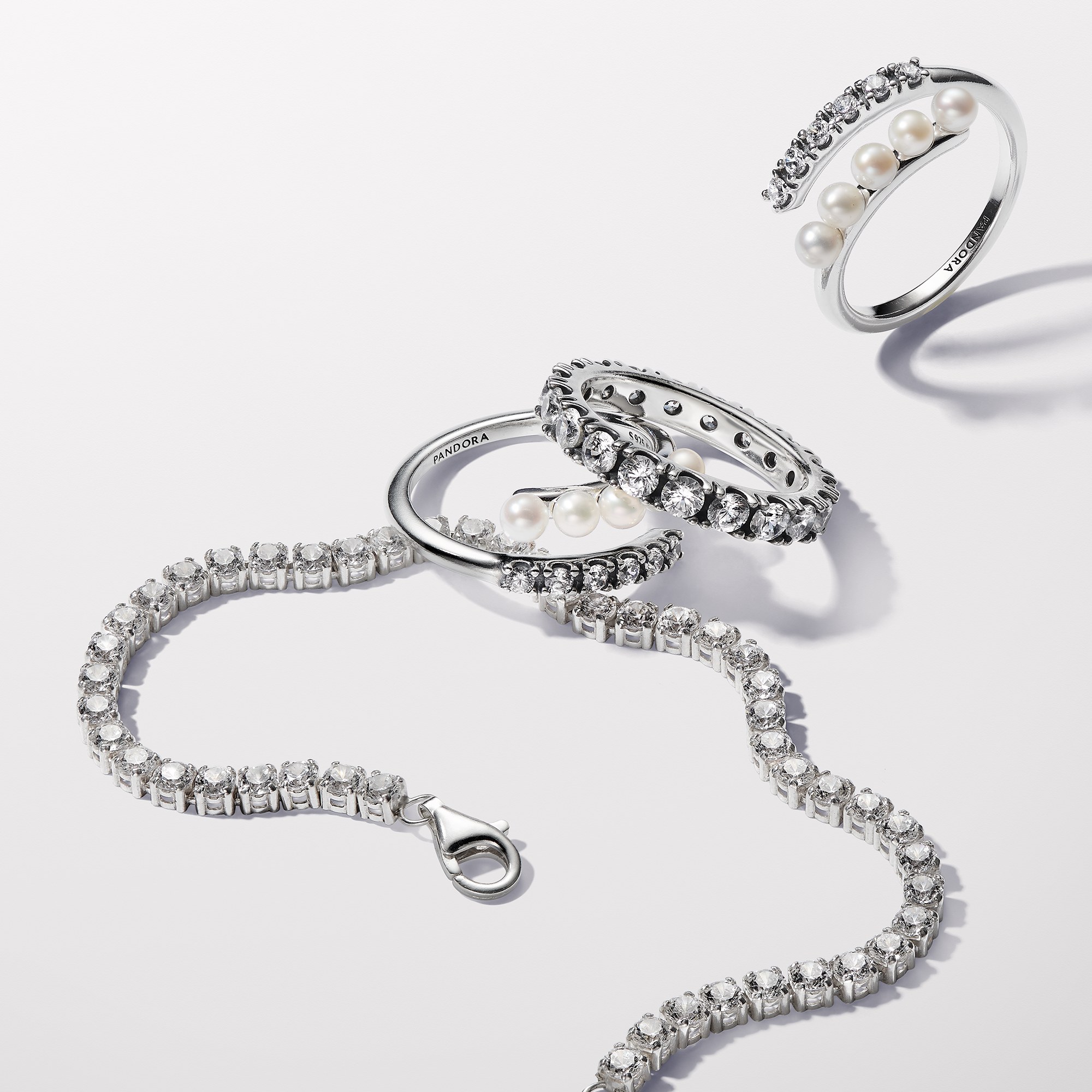 Pandora Zuchtperlen & Pavé Offener Ring - Silber - Steinmix Weiß – Ansicht 3