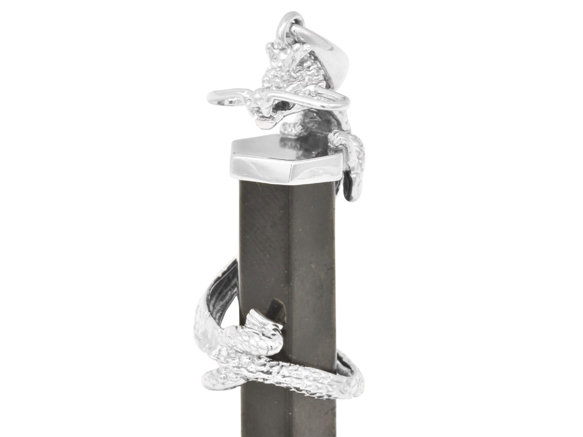 Anhänger Drachen Pendel - Sterling Silber 925 - poliert - Schungit Schwarz