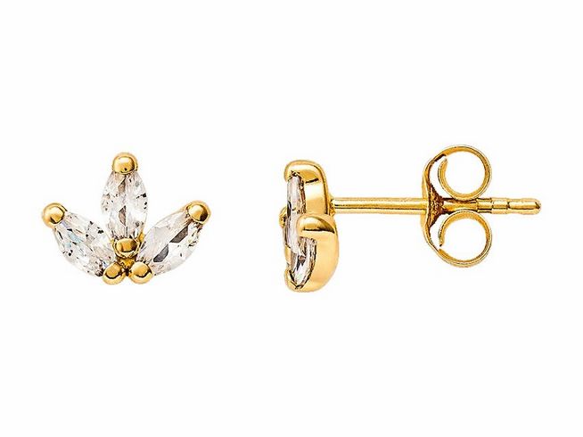 Polierte Gelbgold Ohrstecker aus 585er Gold von Xenox, besetzt mit funkelndem Zirkonia, in ansprechender Blütenform, ideal für elegante Akzente.