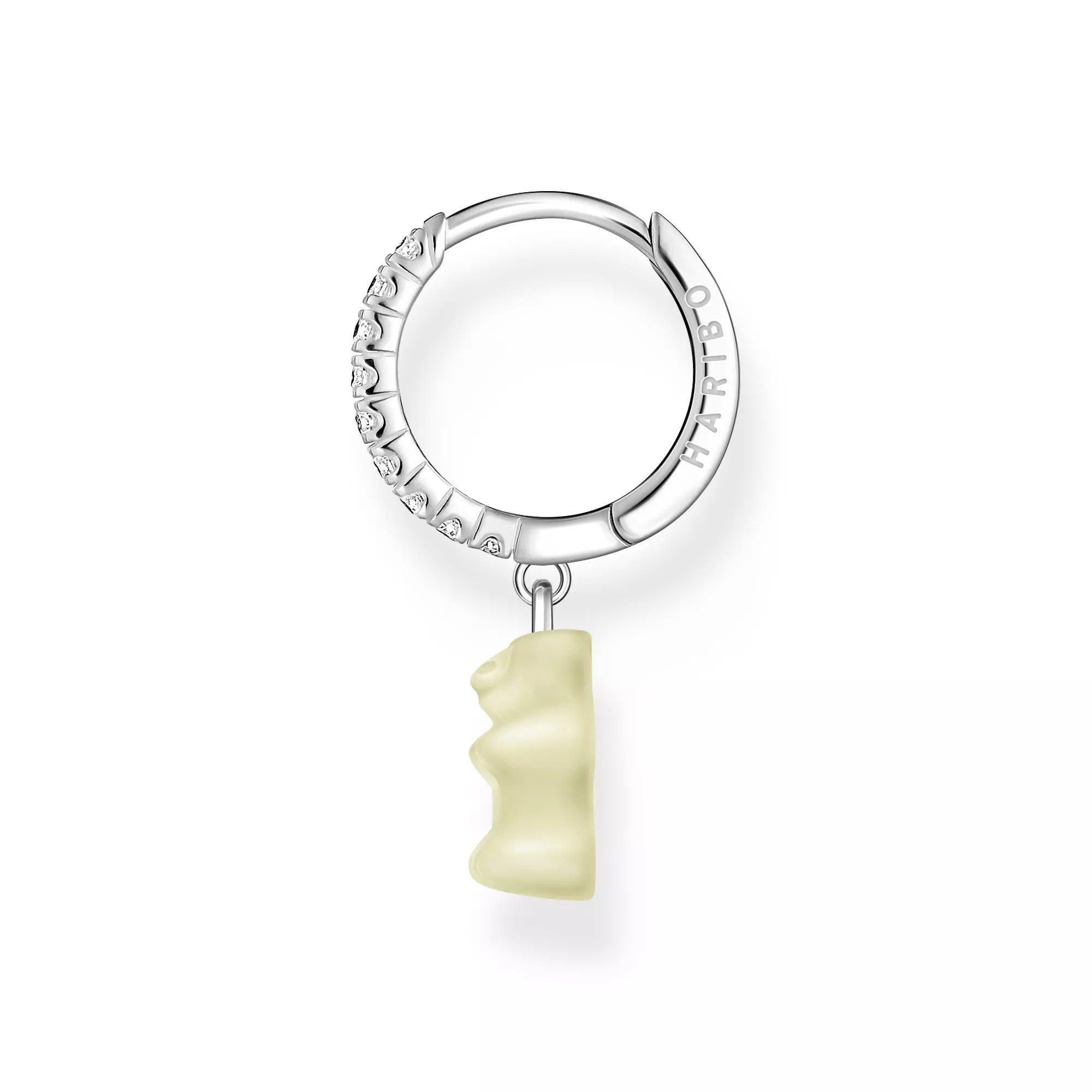 Thomas Sabo Einzel Creole - HARIBO - Einzel-Creole mit Gummibärchen - Goldbär - Silber & Glas & Zirkonia - Weiß – Ansicht 2