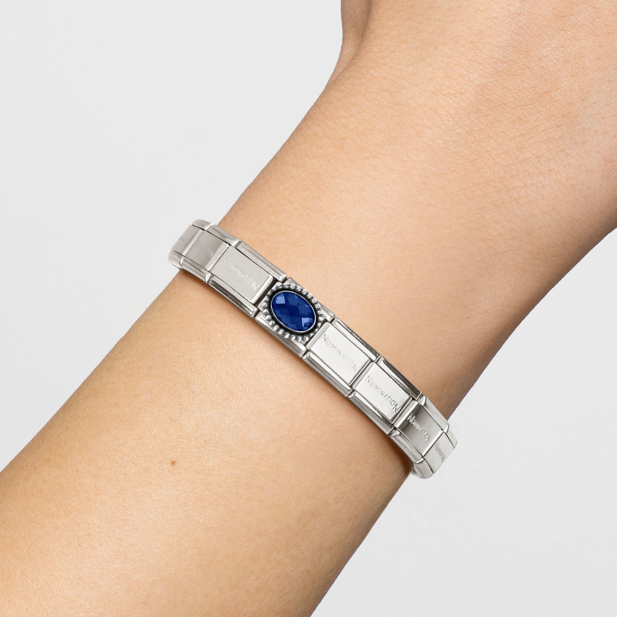 Nomination CLASSIC Element - fac. Zirkonia - oval in Sterling Silber Kugel - Blau – Ansicht 3