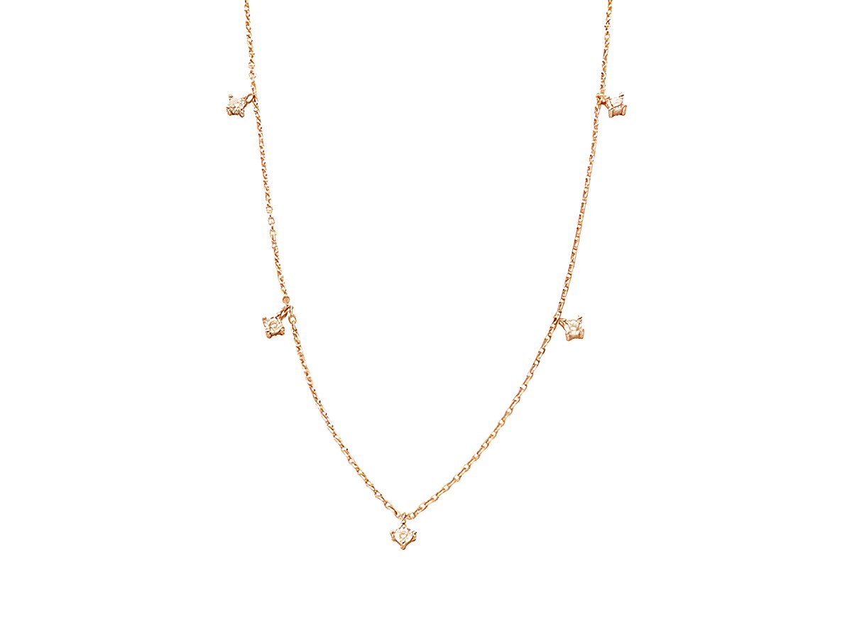 Xenox Sterling Silber Kette XS2036R in Roségold vergoldet mit Kareekette, Länge 40-45 cm, verziert mit eleganten, glitzernden Elementen, ideal für jeden Anlass.