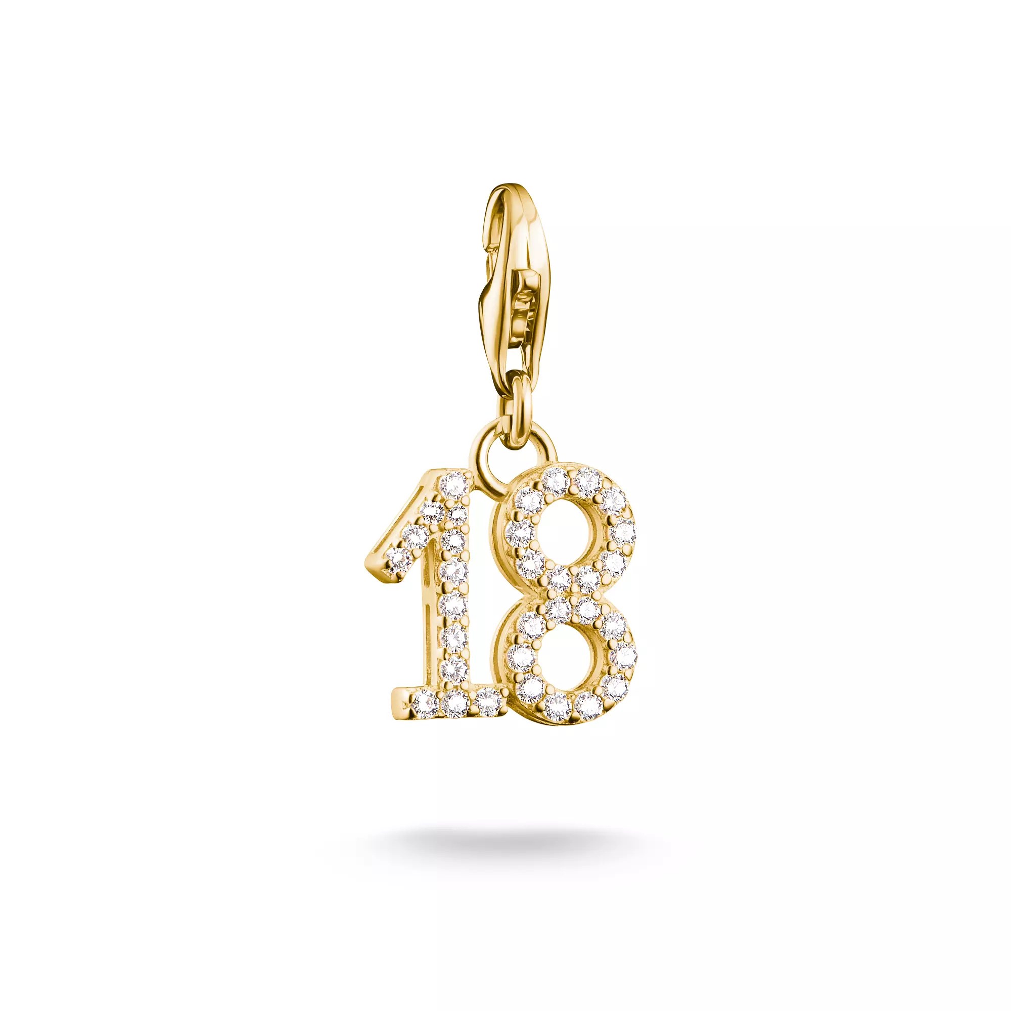 Thomas Sabo Charm-Anhänger - Zahl 18 - Silber Gelbgold verg. & Zirkonia