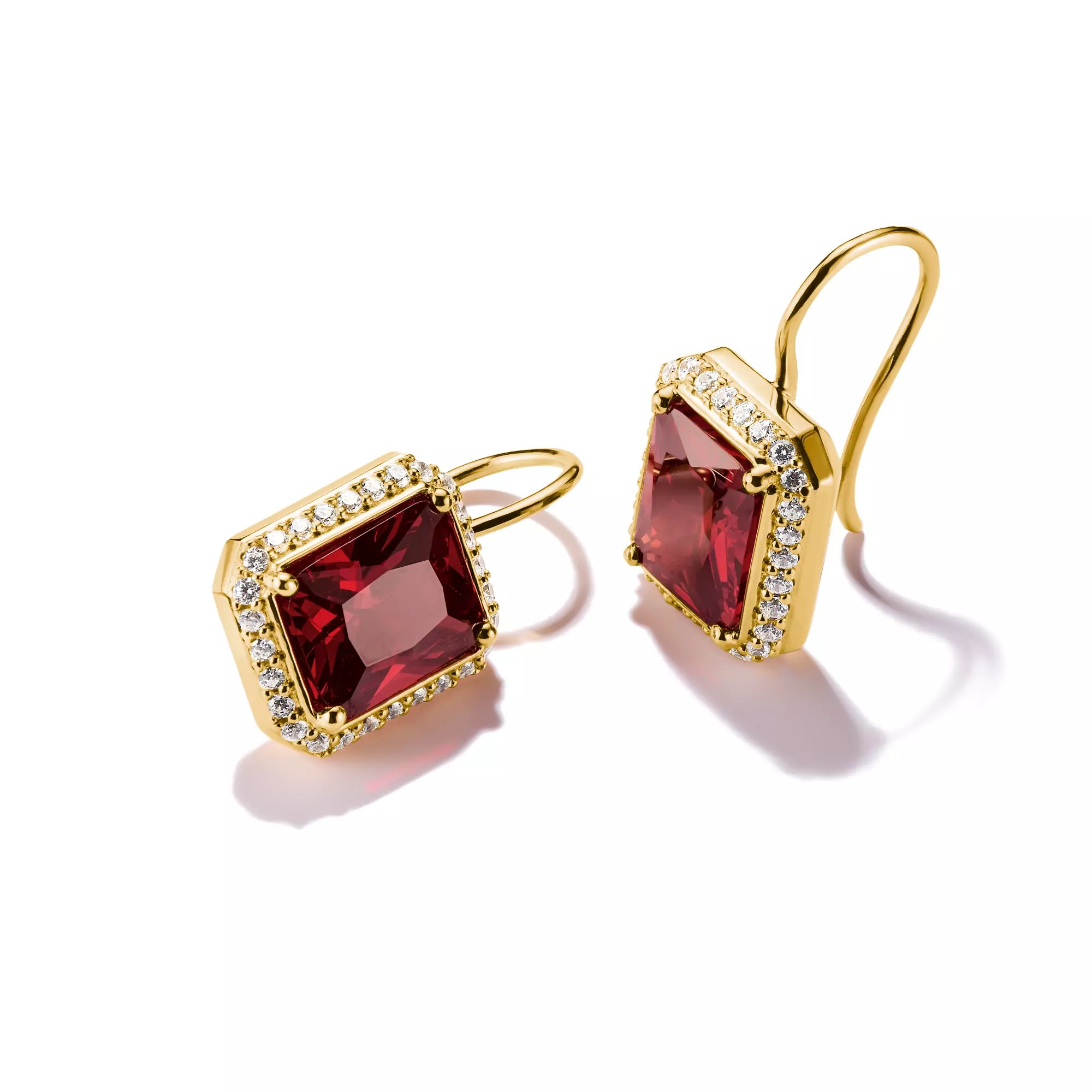 Thomas Sabo Ohrringe Rote Achteckige Steine 18k Vergoldung – ELYNDRA – Silber – Zirkonia – Ansicht 3