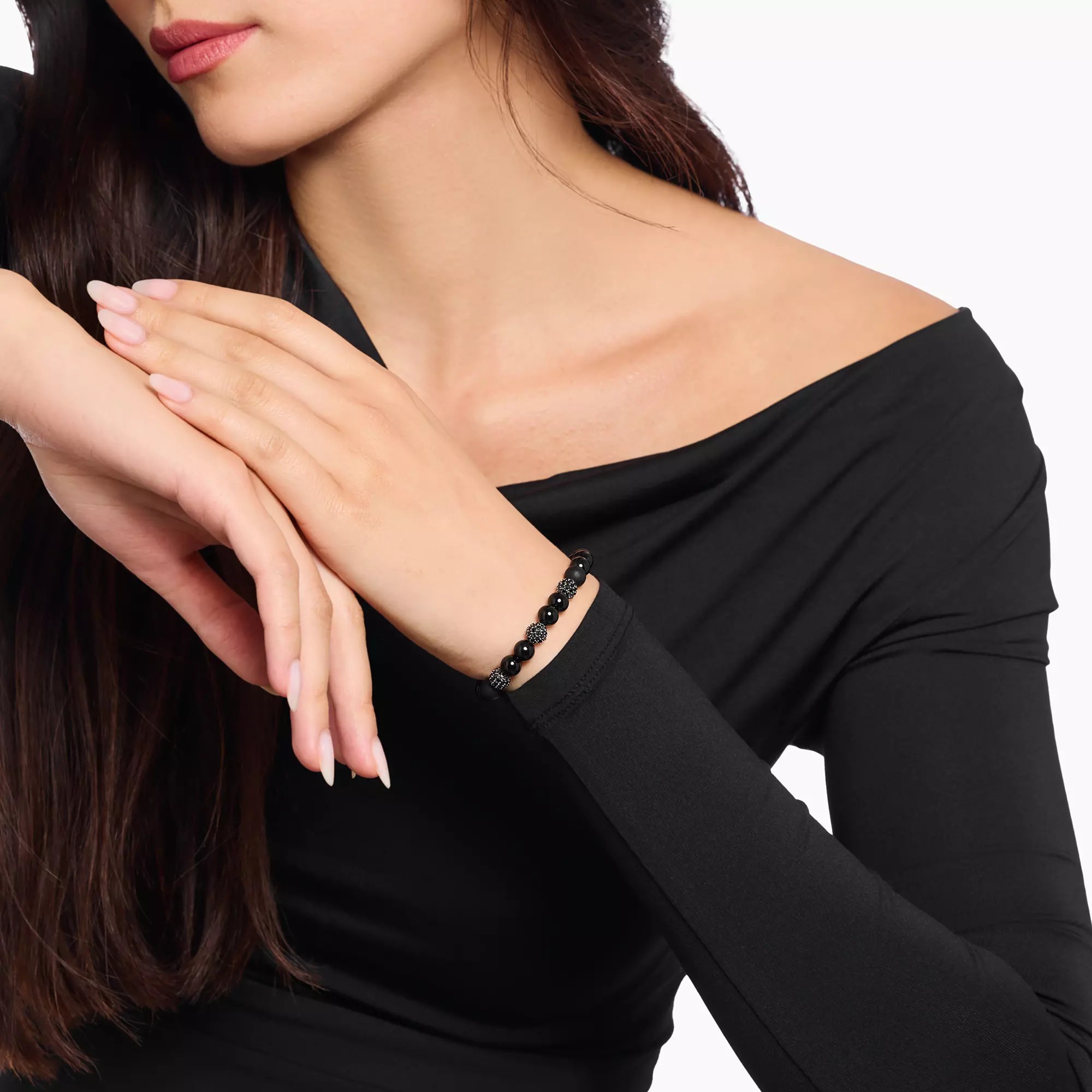 Thomas Sabo Armband Obsidian und Zirkonia schwarz – 17 cm – Ansicht 2