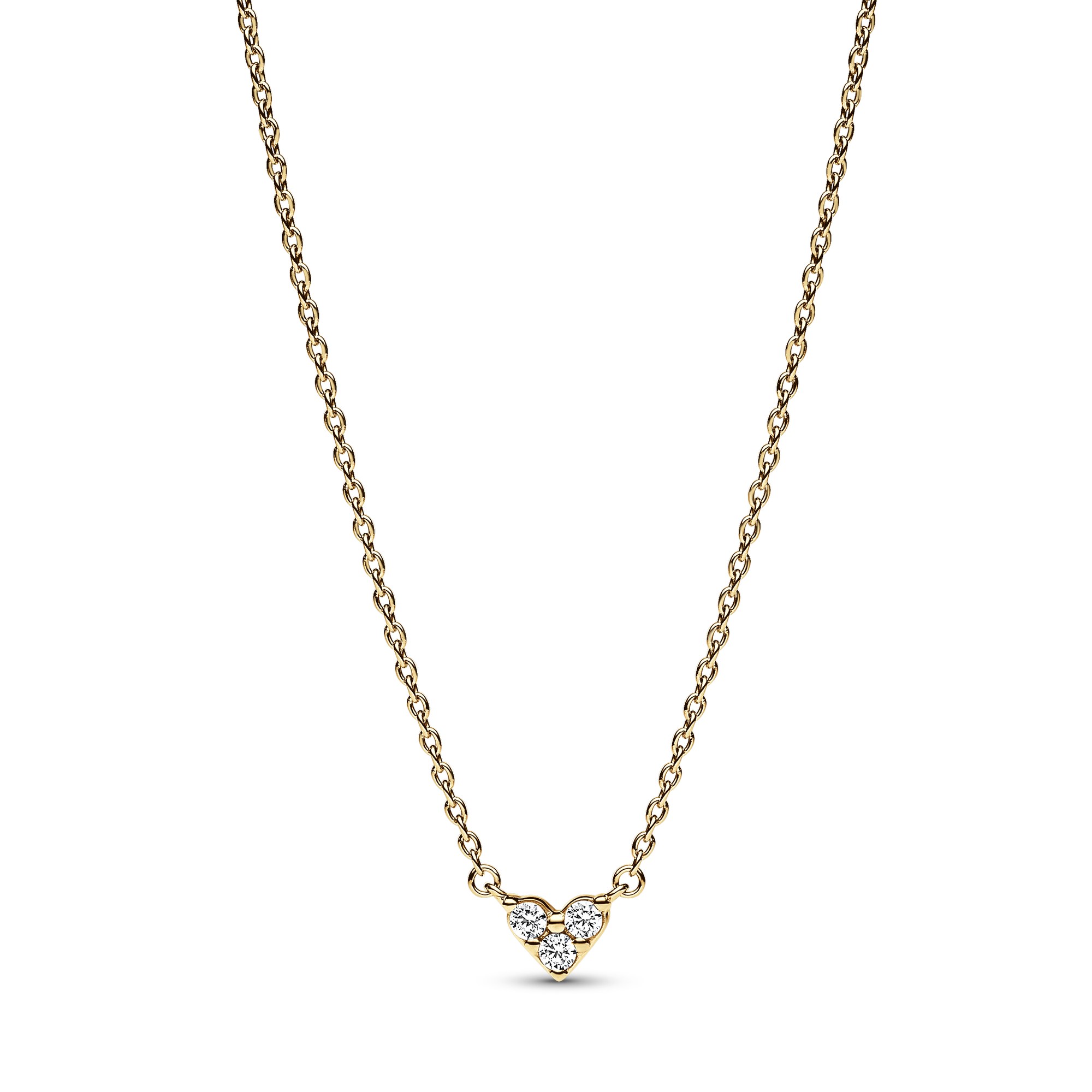 Pandora Drei Sterne Herz Collier-Halskette - Gelbgold Vergoldung - Zirkonia - 45 cm