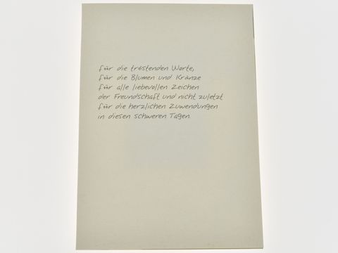 Dankeskarte im Set mit fünf Karten, hergestellte von Juwelier Harnisch, mit einer liebevollen Botschaft auf der Vorderseite, die Trost und Dankbarkeit ausdrückt.