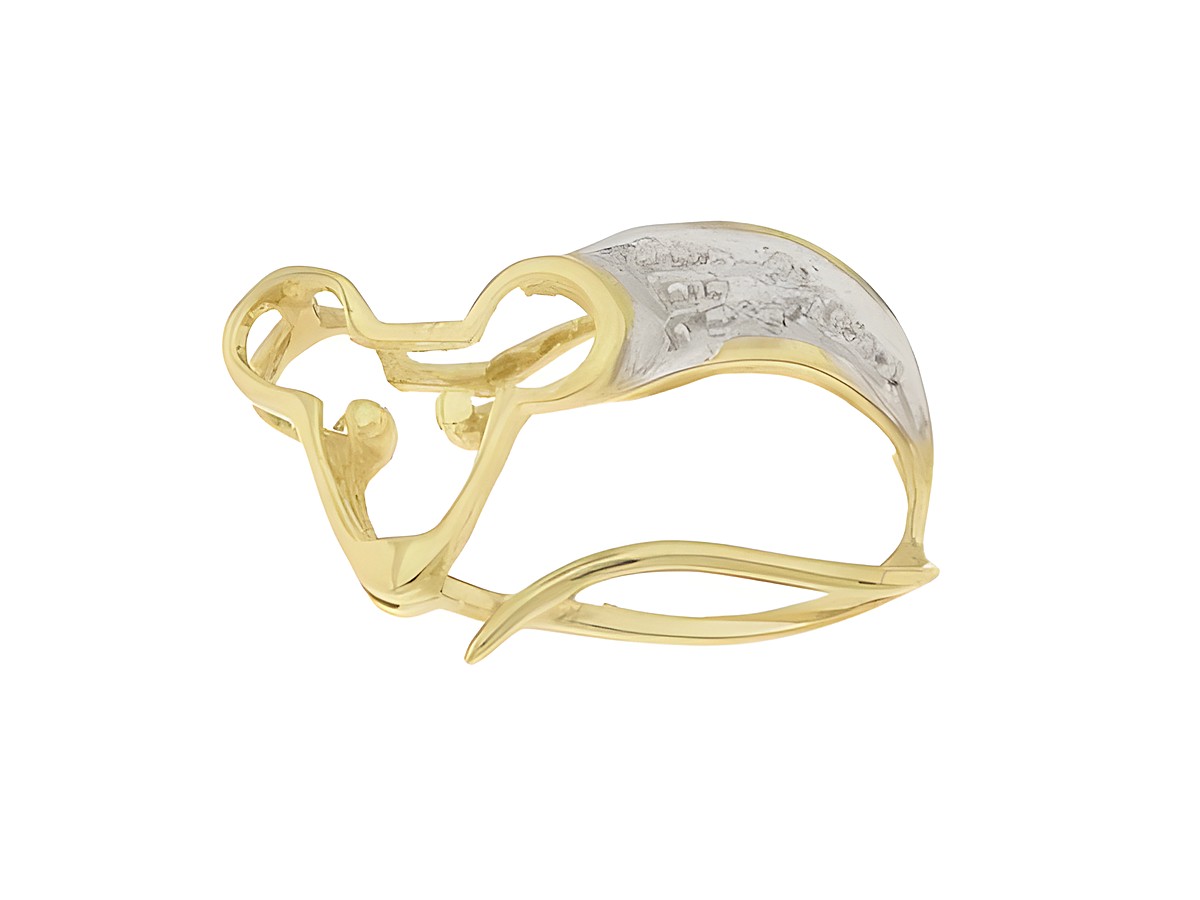 Maus Anhänger aus 333 Gold bicolor, putziges Design, ca. 1,6 cm groß, hergestellt von Juwelier Harnisch, ideal für Tierliebhaber.