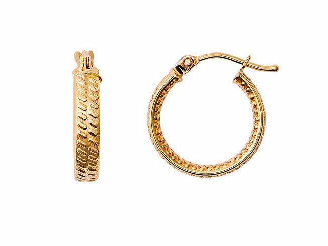 Gelbgoldene Creolen aus 585er Echtgold von Xenox, poliert, mit filigranem Design und praktischem Verschluss, idealer Ohrschmuck für den täglichen Gebrauch.