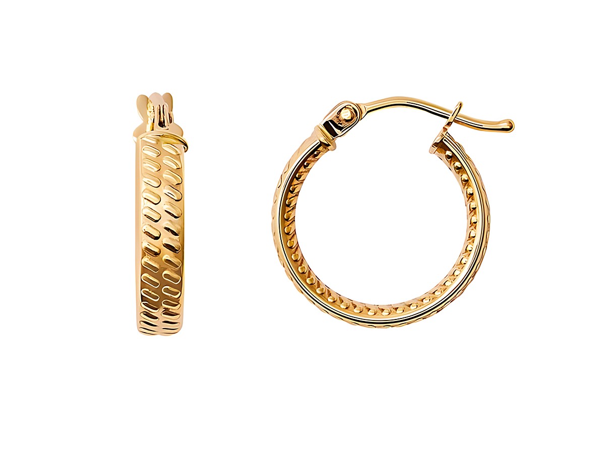 Gelbgoldene Creolen aus 585er Echtgold von Xenox, poliert, mit filigranem Design und praktischem Verschluss, idealer Ohrschmuck für den täglichen Gebrauch.
