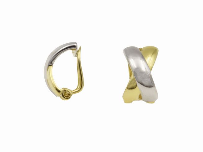 Ohrclip CLIP in Bicolor-Optik aus Gold, mit einem Durchmesser von 14 mm, von Hersteller Juwelier Harnisch, elegant und zeitlos im Design, ideal für verschiedene Anlässe.