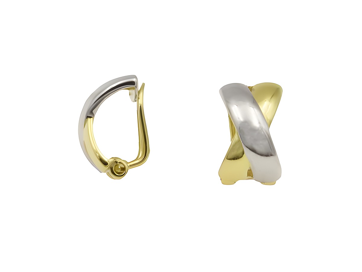 Ohrclip CLIP in Bicolor-Optik aus Gold, mit einem Durchmesser von 14 mm, von Hersteller Juwelier Harnisch, elegant und zeitlos im Design, ideal für verschiedene Anlässe.