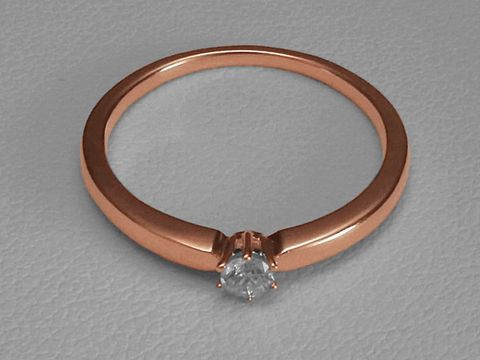 Verlobungsring aus 585 Rotgold mit einem Brillant von 0,10 ct. W/Si, Größe 52, Hersteller: Juwelier Harnisch, elegante und schlichte Ausführung.