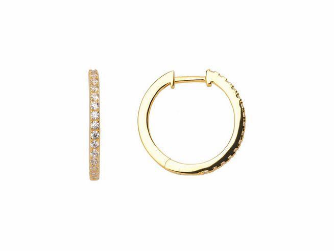 Xenox Sterling Silber Ohrringe XS8663G in Gelbgold Vergoldung, elegante Creolen mit funkelnden Zirkoniasteinen, idealer Ohrschmuck für besondere Anlässe.