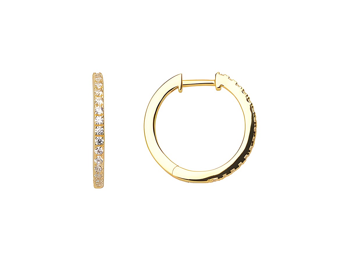 Xenox Sterling Silber Ohrringe XS8663G in Gelbgold Vergoldung, elegante Creolen mit funkelnden Zirkoniasteinen, idealer Ohrschmuck für besondere Anlässe.