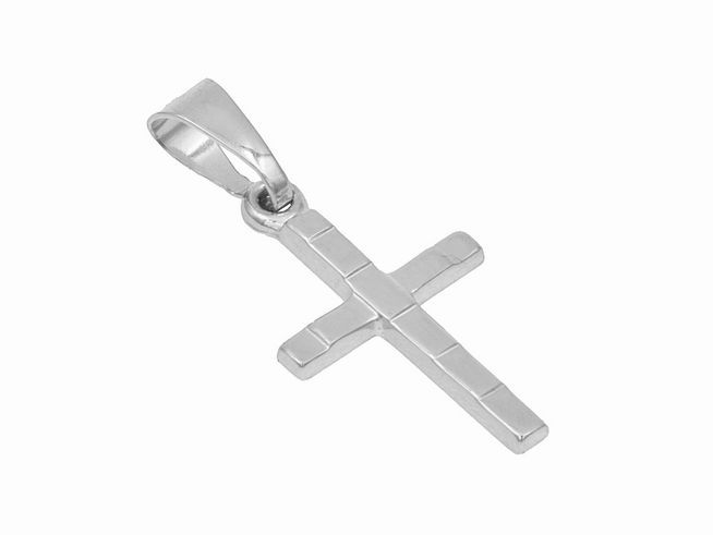 Anhänger Kreuz aus 585 Weißgold, poliert, klassisches Design, Hersteller Juwelier Harnisch, ideal für persönliche Schmuckkollektionen oder als Geschenk.