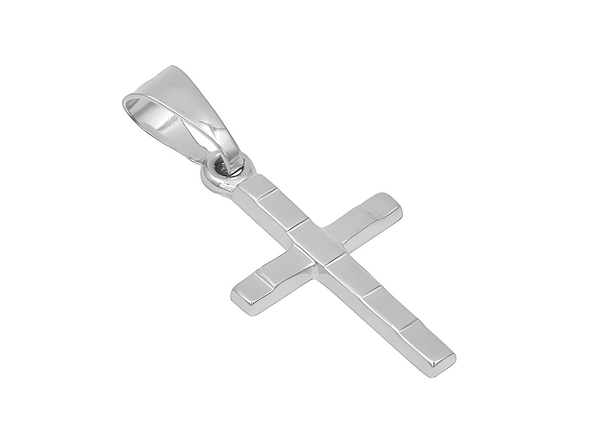 Anhänger Kreuz aus 585 Weißgold, poliert, klassisches Design, Hersteller Juwelier Harnisch, ideal für persönliche Schmuckkollektionen oder als Geschenk.