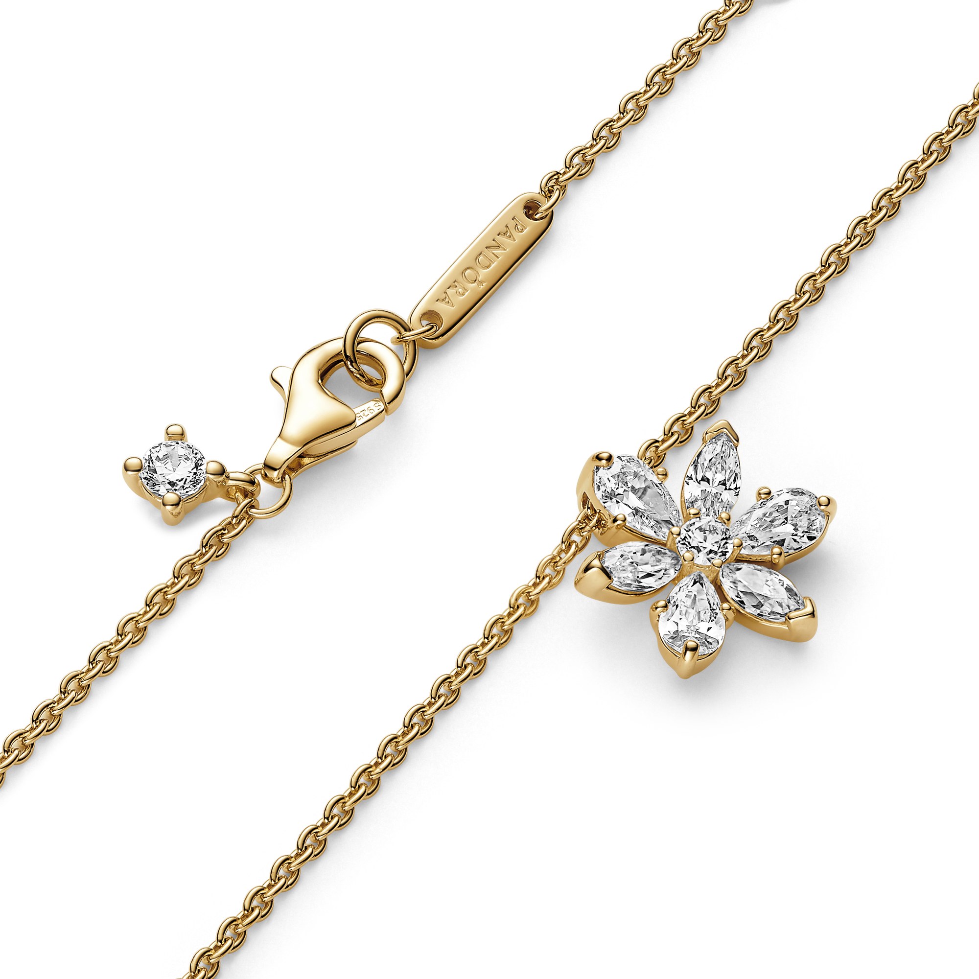 Pandora Funkelnde Herbarium Cluster Anhänger Halskette - Gelbgold Vergoldung - Zirkonia - 45 cm Ansicht 3 – Ansicht 3