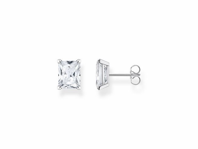 Thomas Sabo Ohrstecker H2201-051-14 aus Sterling Silber mit weißem Zirkonia im rechteckigen Design, funkelt elegant und verleiht jedem Outfit einen Hauch von Luxus.