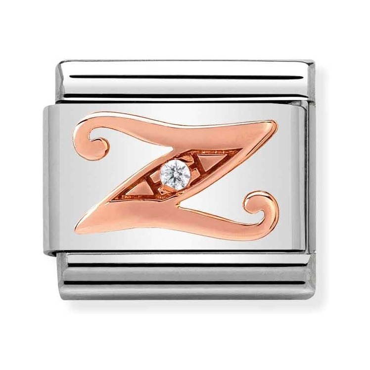 Nomination Composable Classic Charm Buchstabe Z - Edelstahl, Gold 375 Roségold, Zirkonia
