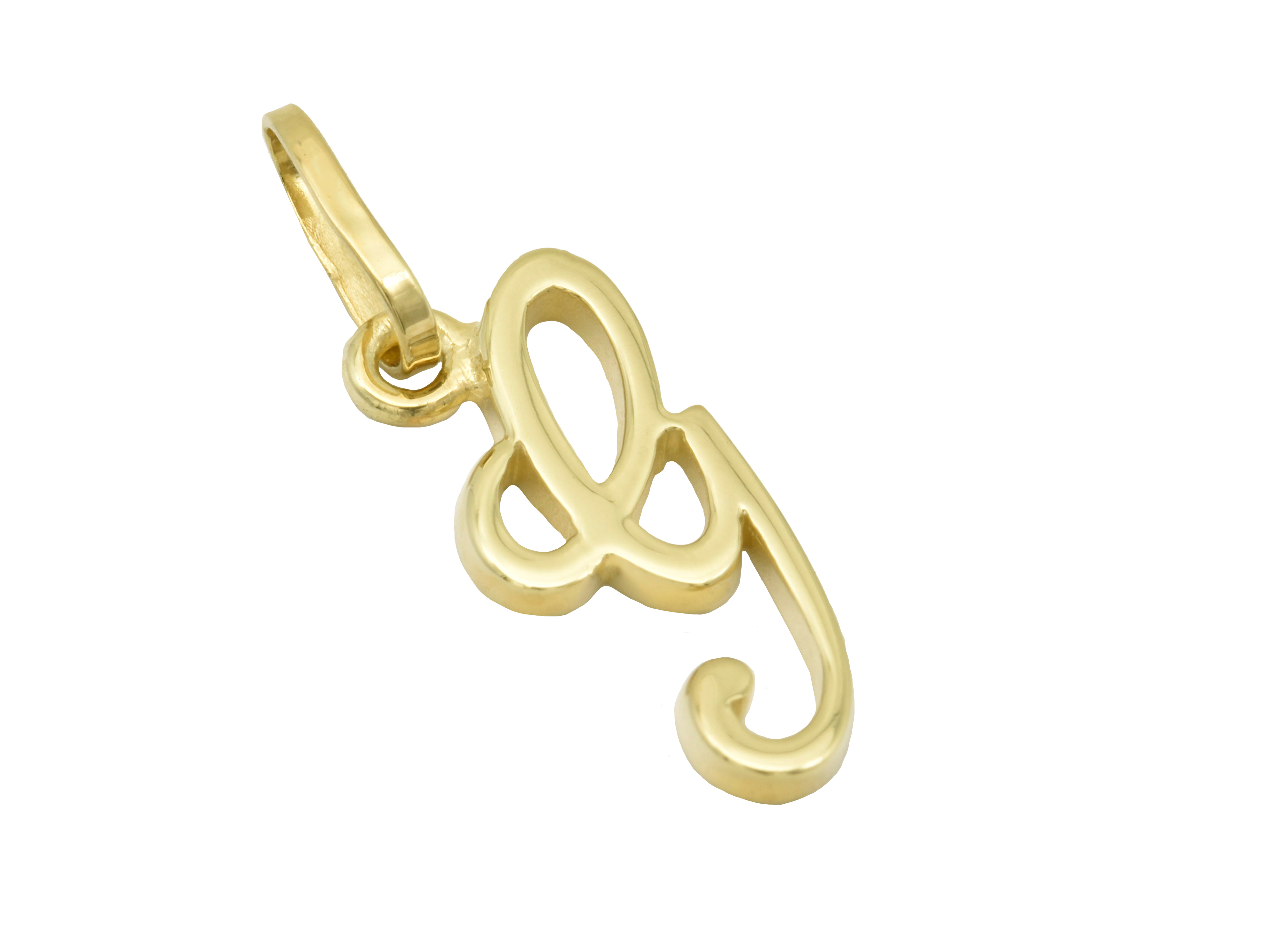 Buchstaben Anhänger in Form des Buchstabens G aus Sterling Silber, gelbgold vergoldet und poliert, hergestellt vom Juwelier Harnisch. Elegantes Design für individuellen Schmuck.