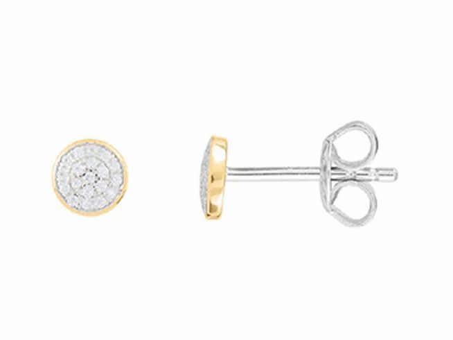 Xenox Sterling Silber Ohrringe XS3430GN EAR CANDIES mit Gelbgold Vergoldung, runde Form mit funkelnden Details, eleganter Ohrschmuck für jeden Anlass.