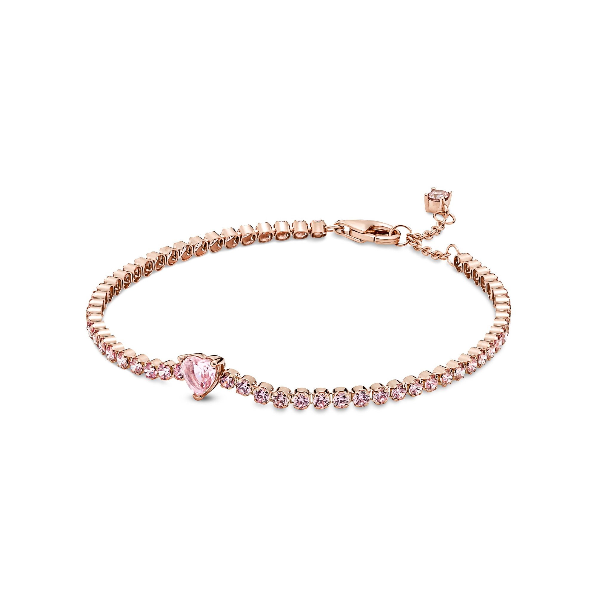 Pandora Armband - Glitzerndes Herz-Tennisarmband - Roségold Vergoldung - Kristall - Pink