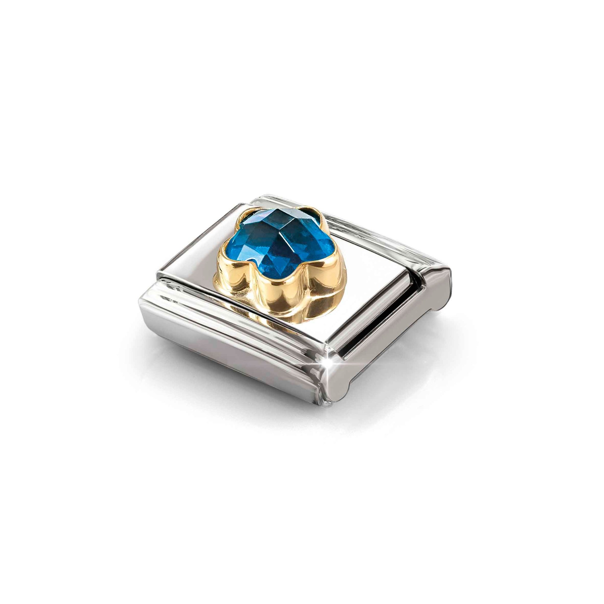 Nomination Composable Classic Charm Blüte blau - Edelstahl, Gold 750 Gelbgold, Zirkonia – Ansicht 5