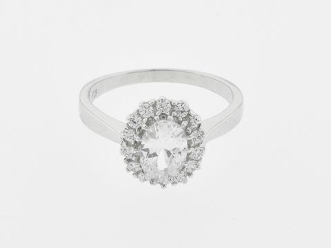 Silber Ring Oval Sterling Silber mit Zirkonia als Blickfang in Größe 50 vom Hersteller Juwelier Harnisch, elegantes Schmuckstück bis Größe 50.