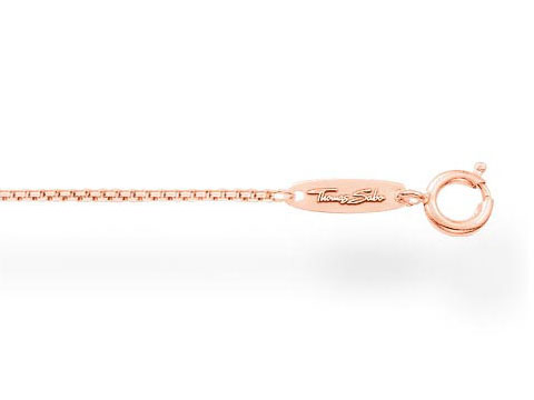Elegante Thomas Sabo Kette in 90 cm Länge aus vergoldetem Roségold, ohne Anhänger, feine Glieder und praktischer Karabinerverschluss, passend für jeden Anlass.