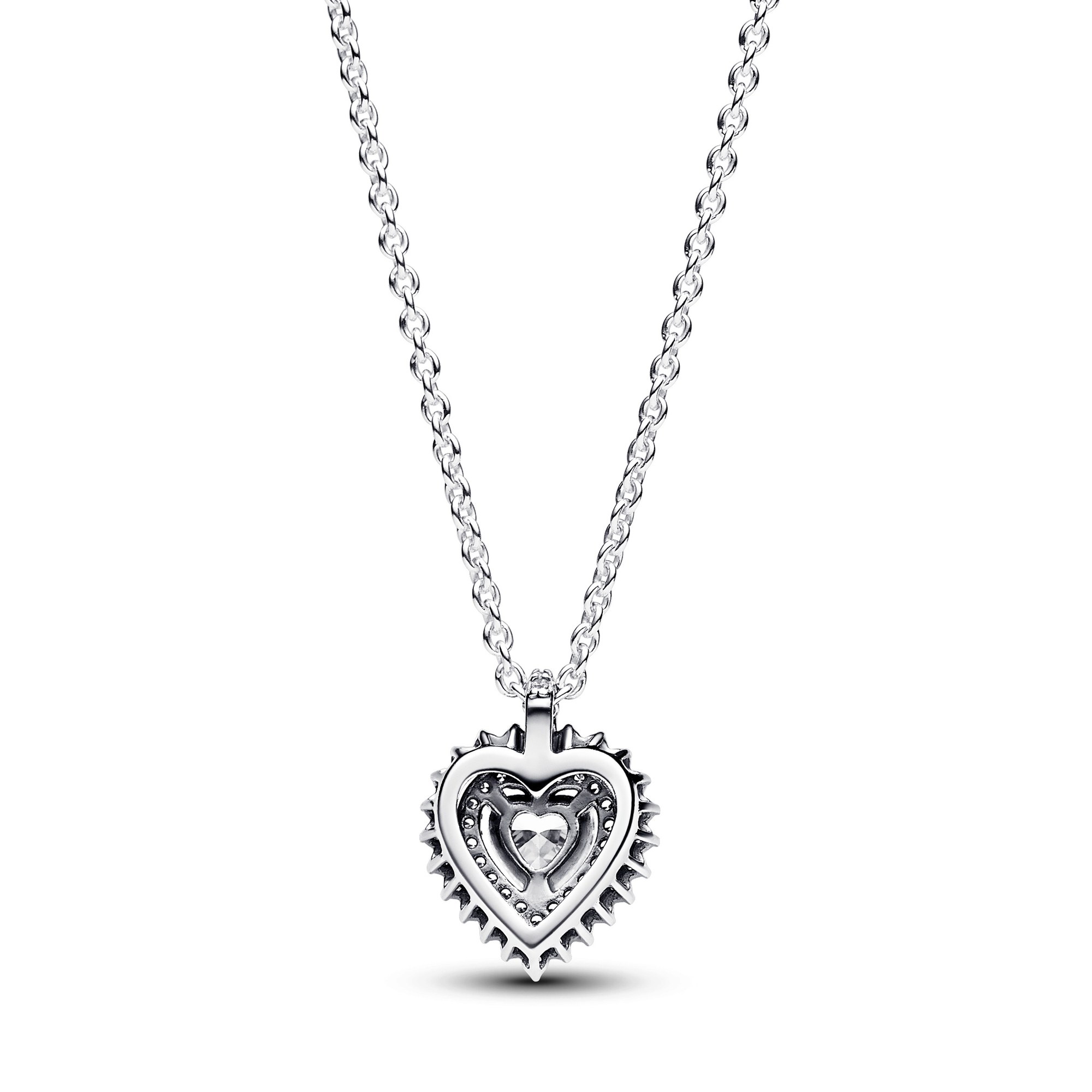 Pandora Funkelnder Herz-Strahlenkranz Anhänger-Halskette - Sterling Silber - Zirkonia klar - 45 cm Ansicht 2 – Ansicht 2