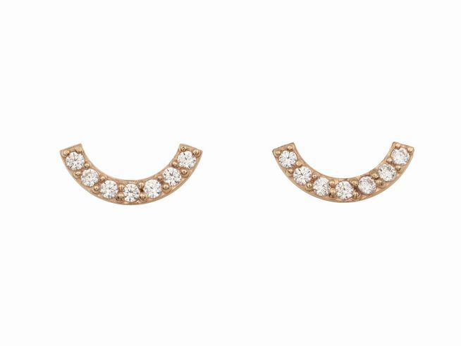 Ohrringe Ohrstecker Halbkreis aus Sterling Silber, roségold vergoldet mit Zirkonia, Hersteller Juwelier Harnisch, elegantes Design für jeden Anlass.