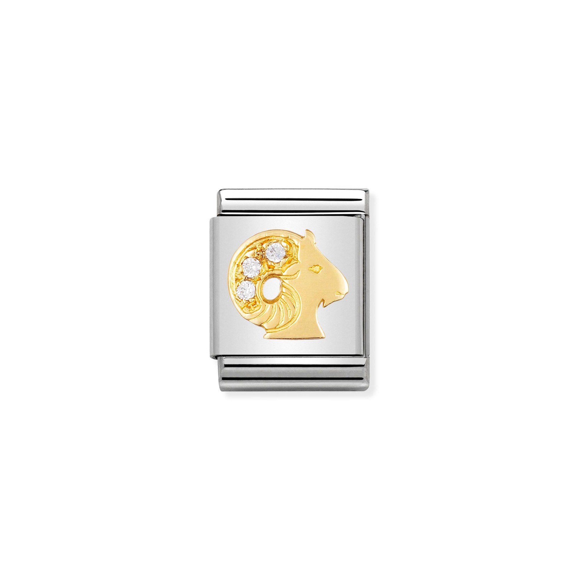 Nomination Composable Big Charm Sternzeichen Widder - Edelstahl, Gold 750 Gelbgold, Zirkonia