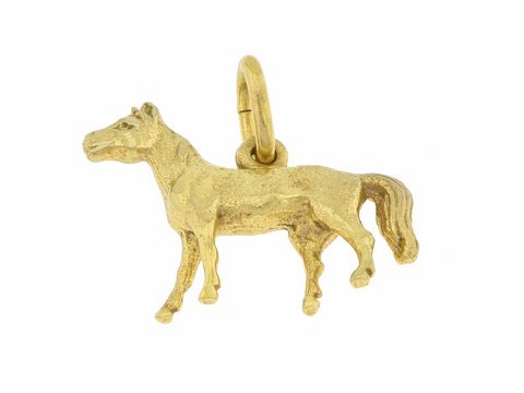 Pferd Anhänger aus 333 Gold, süß und ca. 1,7 cm groß, Hersteller: Juwelier Harnisch, ideales Schmuckstück für Tierliebhaber.