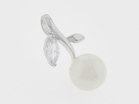 Silber Anhänger in Blumenform mit zauberhafter Süßwasser Zuchtperle und Zirkonia, Hersteller: Juwelier Harnisch, ideal für Pflanzenliebhaber und Schmuckliebhaber.