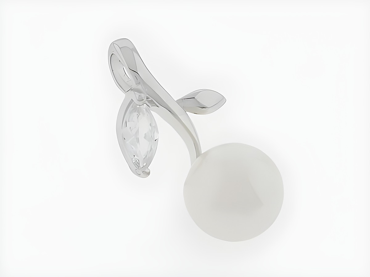 Silber Anhänger in Blumenform mit zauberhafter Süßwasser Zuchtperle und Zirkonia, Hersteller: Juwelier Harnisch, ideal für Pflanzenliebhaber und Schmuckliebhaber.