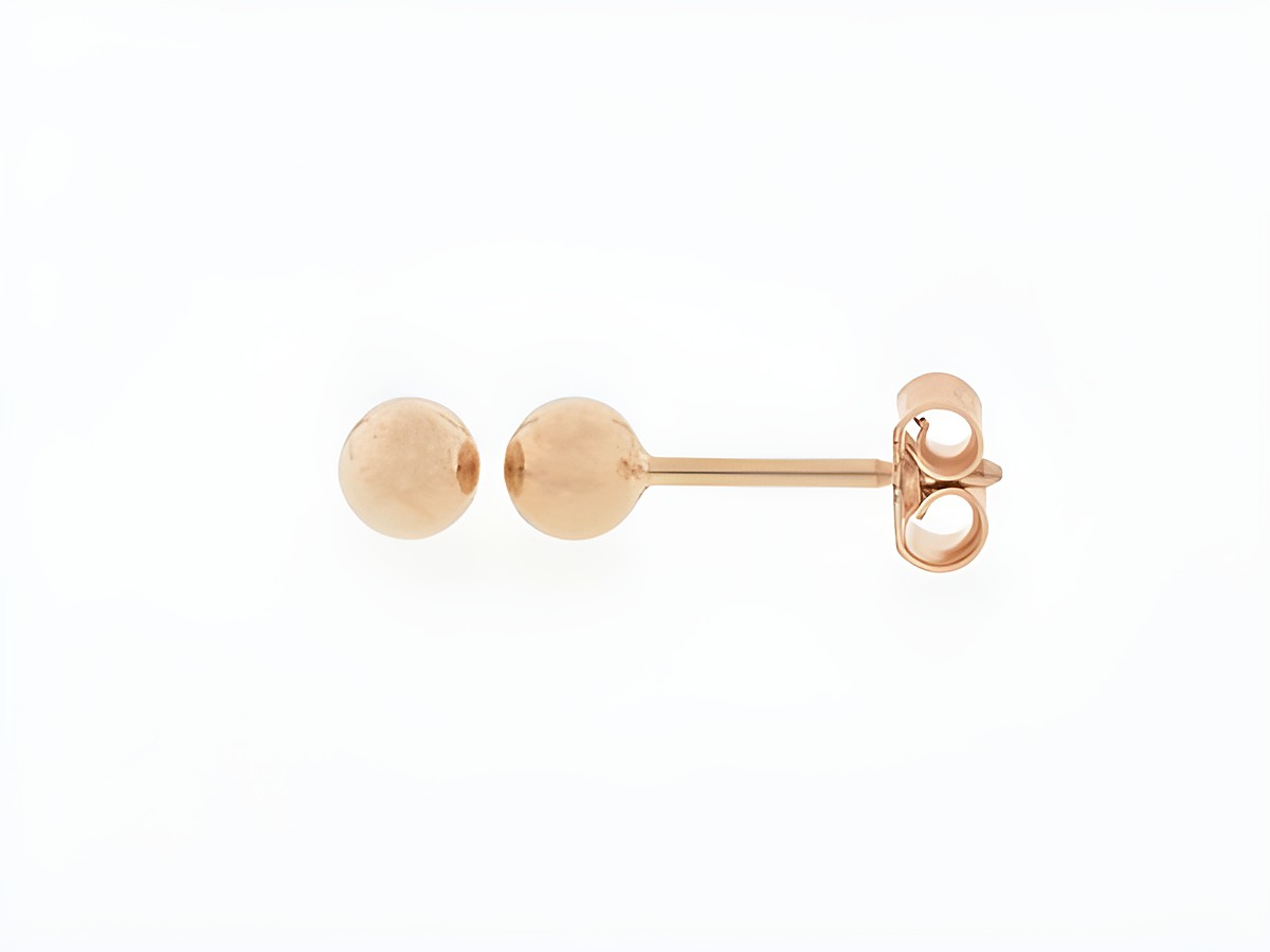 Silber Ohrringe Kugel Silber rosé vergoldet 4 mm Stecker von Juwelier Harnisch Ohrstecker ohne Stein in elegantem Design.