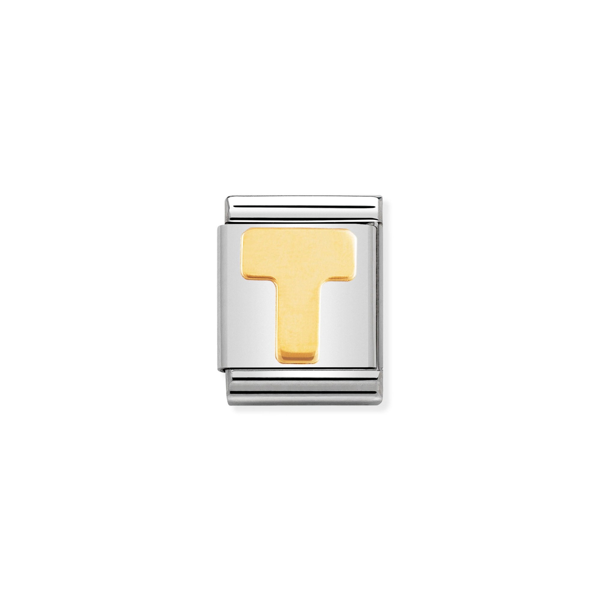 Nomination Composable Big Charm Buchstabe T - Edelstahl, Gold 750 Gelbgold