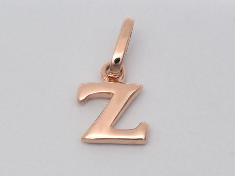 Buchstabe Z aus 925 Sterling Silber, rosé vergoldet, elegante Form, perfekt als Anhänger für Schmuckstücke, Hersteller Juwelier Harnisch, ideal für persönliche Akzente.