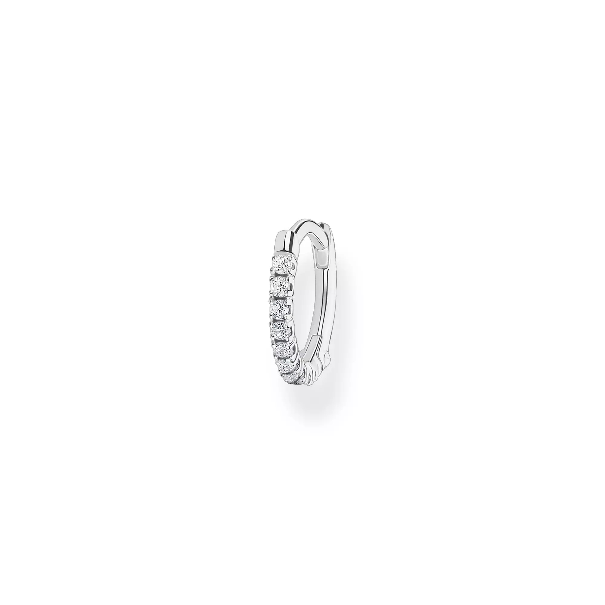 Thomas Sabo Einzel Creole weiße Steine silber – Zirkonia – 11 mm hoch