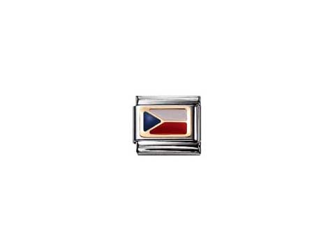 Classic Flagge Tschechische Republik von Nomination zeigt die Nationalflagge in den Farben Blau, Weiß und Rot. Der Charm ist aus Edelstahl und eignet sich perfekt zum Personalisieren von Armbändern.